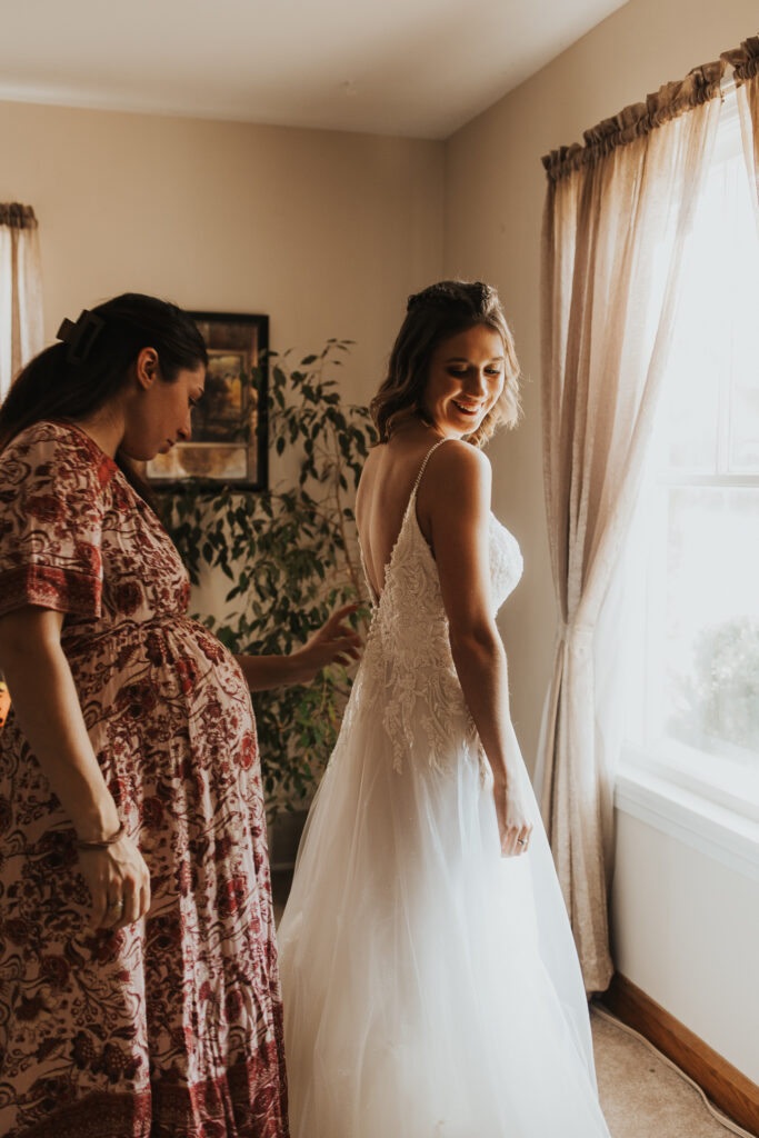 getting ready photos with bride