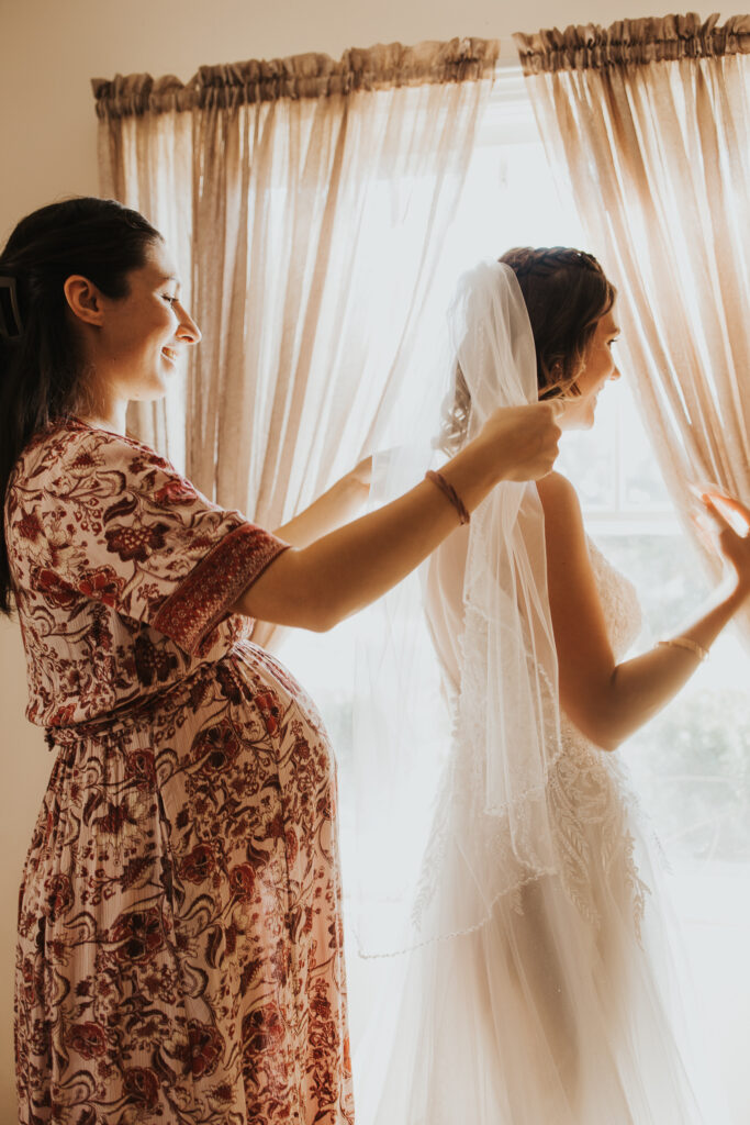 getting ready photos with bride