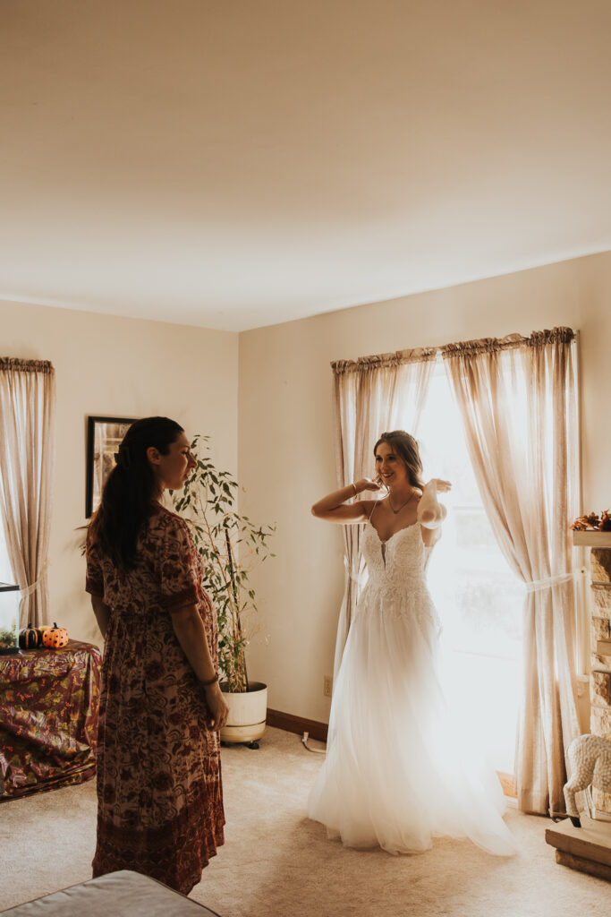 getting ready photos with bride
