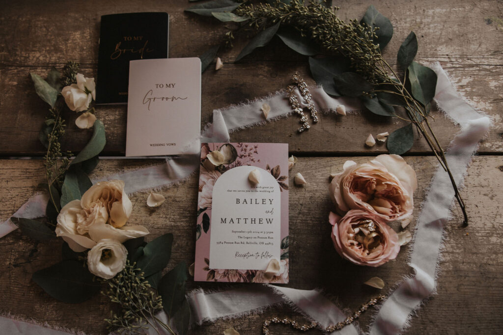 wedding details flat lay