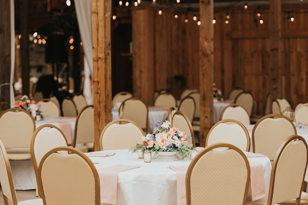 wedding decor at barn wedding venue