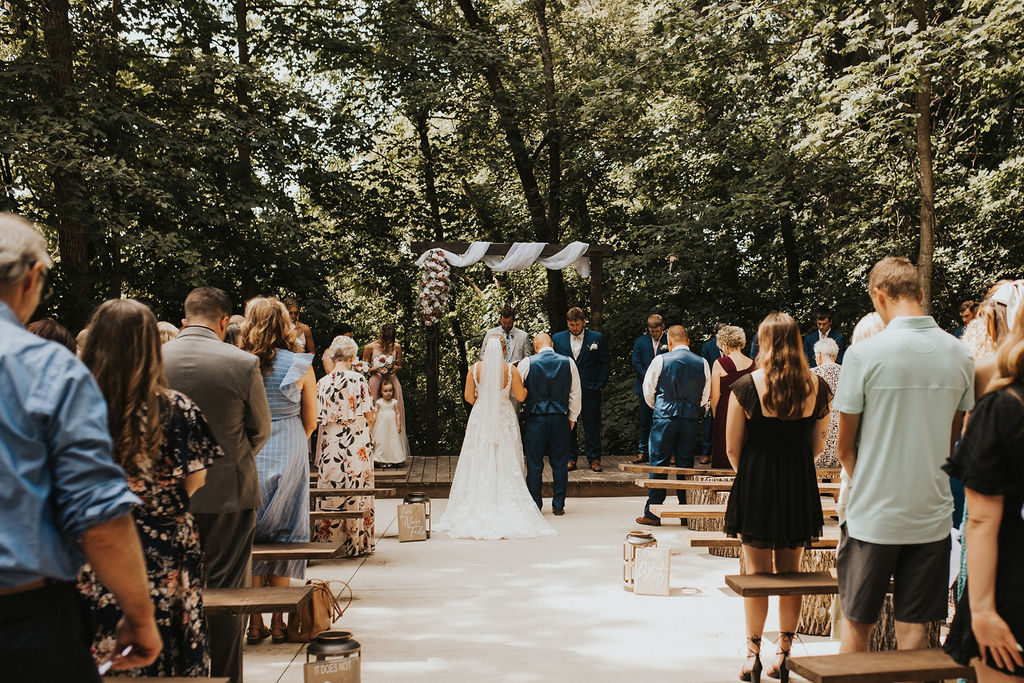 couple exchanges vows during Harvest Moon wedding ceremony