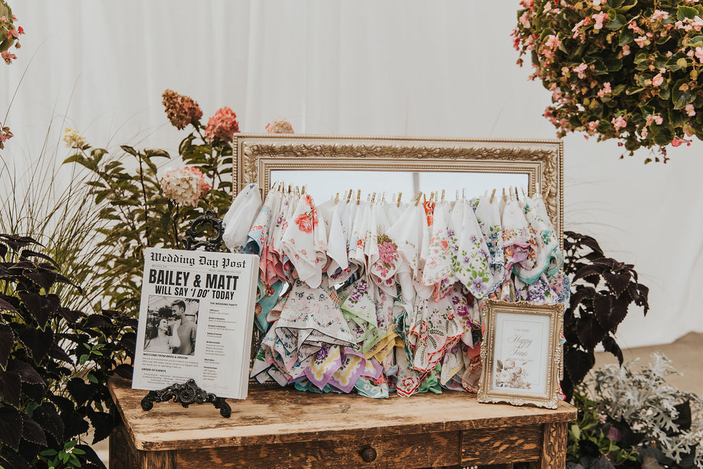 decor used in Ohio greenhouse wedding