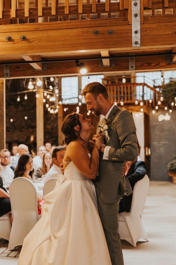couple embrace during their first dance