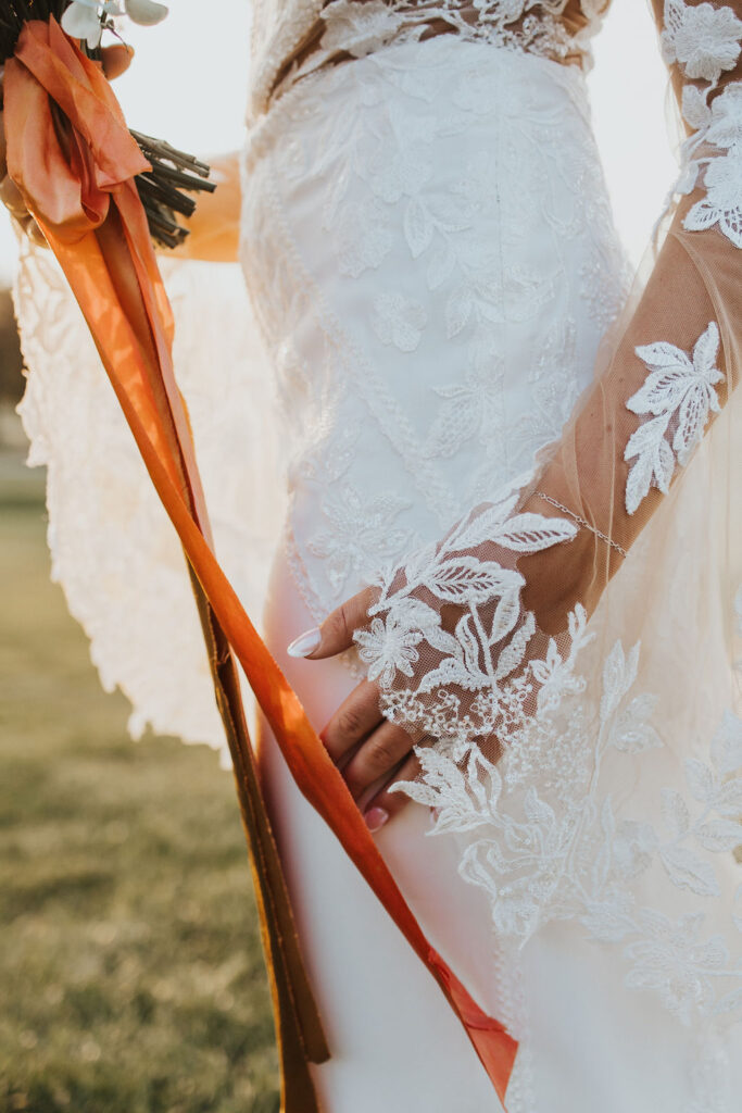 detail shot of wedding dress